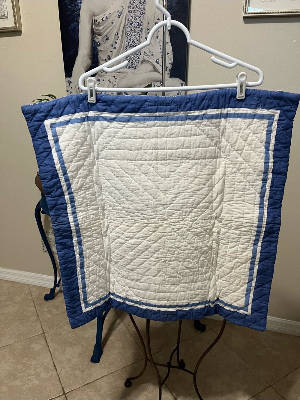 Serena & Lily Quilted Euro sham Pillow Case geometric lattice starburst pattern - Picture 2 of 6